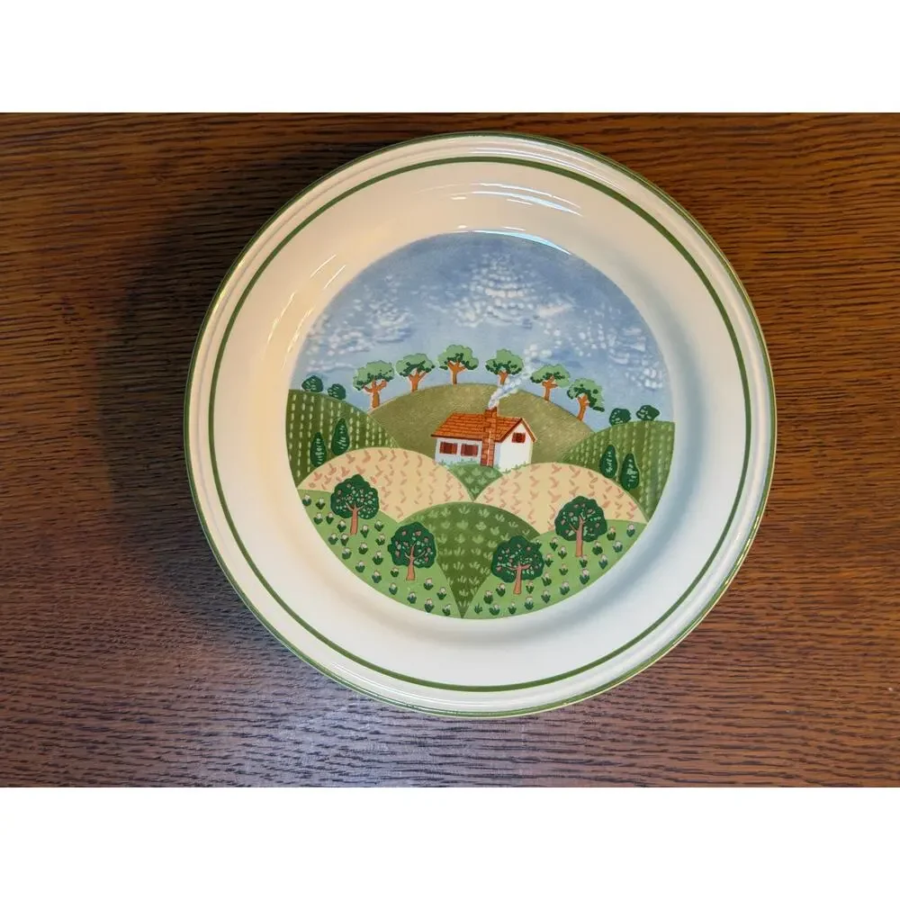 Set of 4 Vintage Sango Sangostone 7 5/8” Salad Plate Set, “Country Cottage” 3645